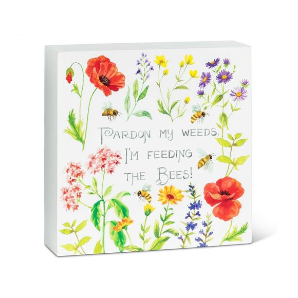 Jane Maday Painted "Pardon My Weeds" Wooden Block - Picture 2 of 6